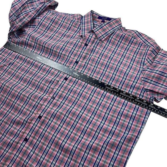 Alan Flusser Men's Casual Button Up Shirt Checked Long Sleeve Pink Pink Size XL - Picture 6 of 8